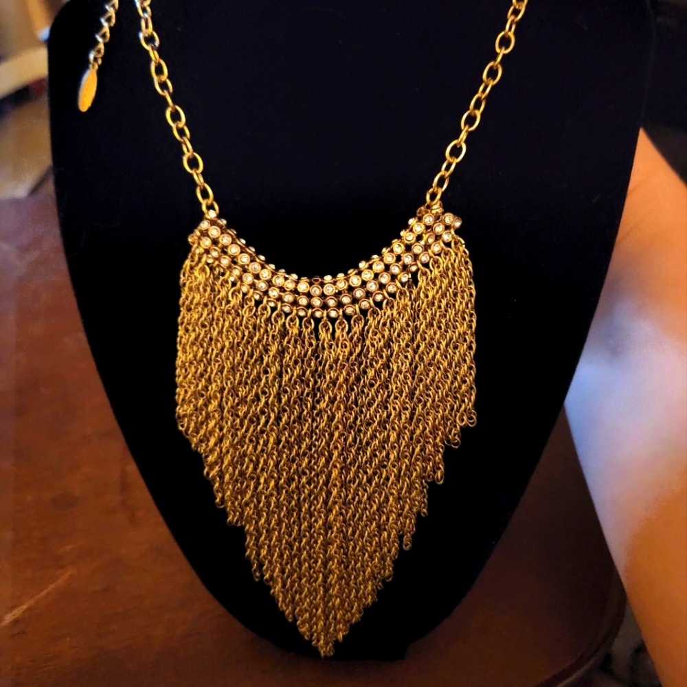 Ann Taylor gold and small jewel chain drop necklace.